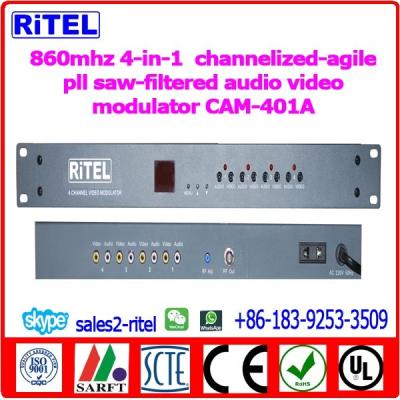 China 860mhz 4-in-1  channelized-agile pll saw-filtered audio video modulator CAM-401A for sale