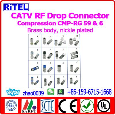 China catv_matv_smatv high quality drop connectors & adaptors F type compression connectors, comptabile with TVC/COMCAST/PPC for sale