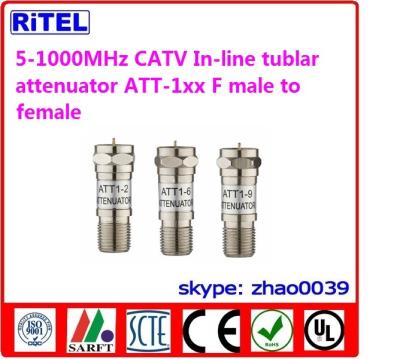 China catv_matv 5-1000MHz 10-3224MHz in-line fixed attenuator ATT-1xx 3/6/9/12/15/20dB tublar body for sale