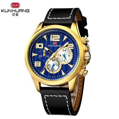 China Luxury High End Jumping Date King Gold Watches Auto Date Bands Leather Branded Mens Automatic Wristwatches for sale