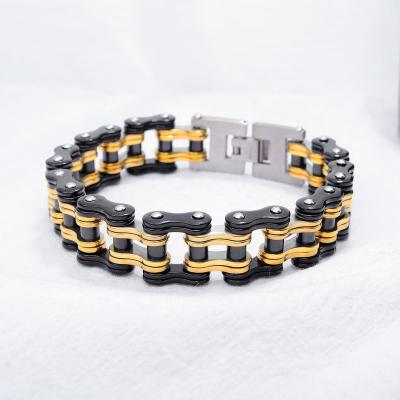 China Hot Sale 316L Stainless Steel 316L Stainless Steel Color Custom Splice Man's Bicycle Chain Bracelet for sale