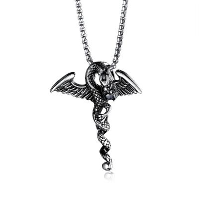 China Others Hot Selling Dragon Bite Men's Personality 316L Stainless Steel Pendant Necklace for sale