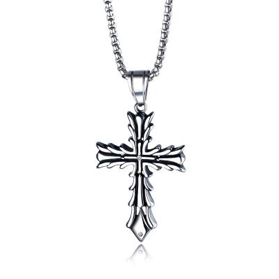 China Amazon Others Hot Sale 316L Stainless Steel Trend Men's Cross Pendant Necklace for sale