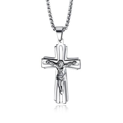 China Fashion Hot Sale 316L Stainless Steel Jesus Cross Pendant Necklace for sale