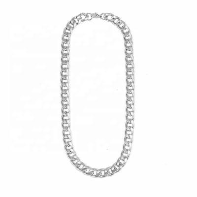 China Fashion fashion stainless steel necklace hot selling flat cuban necklace metal hip hop necklace men's and women's jewelry for sale