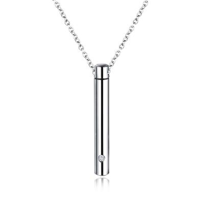 China Stainless Steel Best Selling 316L Stainless Steel Minimalist Personalized High Polish Ashes Keepsake Urn Necklace for sale