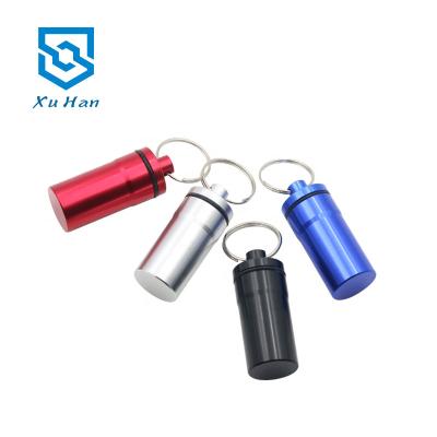 China Multicolor and High Quality Outdoor Portable Pill Box Aluminum Alloy Metal Key Chain YWPD for sale