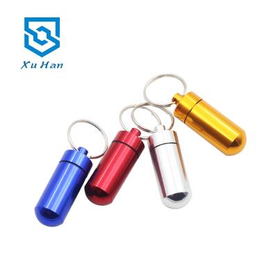 China Multicolor Aluminum Alloy Metal Portable Pill Box With Key Chain YGYD for sale