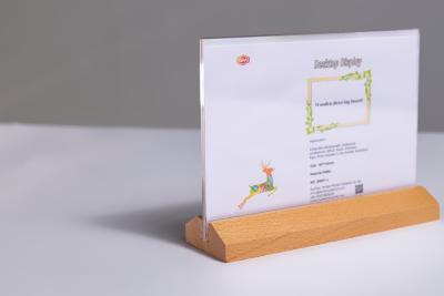 중국 High Quality Tabletop 8.5x11 Wood Base Acrylic Sign Holder for Advertising 판매용