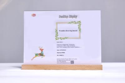 중국 L Shaped Design Wood Base Acrylic Sign Holder Flyer Display Stand with Two Slots 판매용