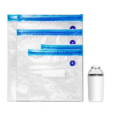 China Stocked PA/PE Plastic Resealable Packaging Embossed Food Vacuum Bag For Clothes Mattress Storage for sale