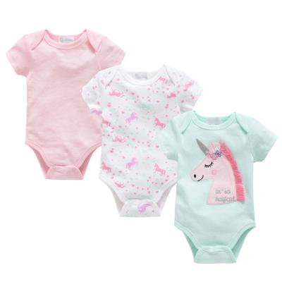 China Wholesale Cozy Breathble Newborn Babies Boys Clothes 3 Pcs/Sets Short Sleeve Cotton Body Baby Romper for sale