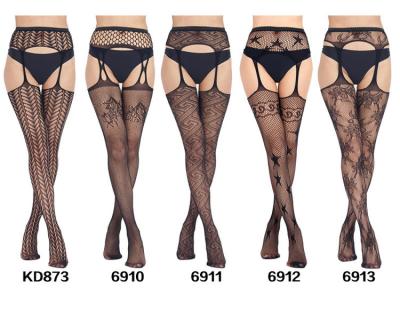 China Qushine Breathable Women Lace Up Net Stockings Suspender Pantyhose Garter Belt Pantyhose Sexy Lingeries for sale