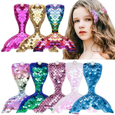 China New Qushine Hairpin Kids Cartoon Mermaid Glitter Flip Sequin Duckbill Clip For Soft Hot Selling Cute Girls for sale