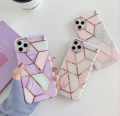 China Anti-fall For iPhone 12 iPhone13 Phone Cases Plating Geometric Mosaic Marble For Samsung Iphone Phone Case for sale