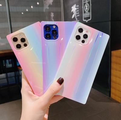 China Shockproof For iPhone 12 pro square phone case mini 11 pro 12 pro TPU iPhone 13 max laser max soft rainbow gradient cases for sale