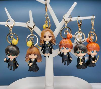 China Promotion Gift Size 6.5CM 6pcs in PVC Set Cartoon Character Souvenir 3d Figure Harry Potter Q Version Key Chain for sale