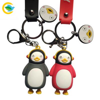 China Hot Selling Three Soft Premium Feel Cartoon Penguin Key Chain Gifts Soft PVC Key Chain for sale