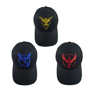 China JOINT Promotional 6 Panel Embroidered Pokemon Baseball Caps Hats Pikachu Pokeball Custom Unisex Adjustable Hat for sale