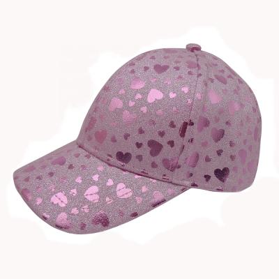 China Character Girls Baseball Cap Wholesale 6 Panel Children Kids Peaked Pink Glitter Kids Hats Caps for sale