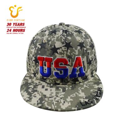 China COMMON Custom Green Digital Flat Brim Camouflage Embroidery Snapback Baseball Caps High Quality Hats for sale