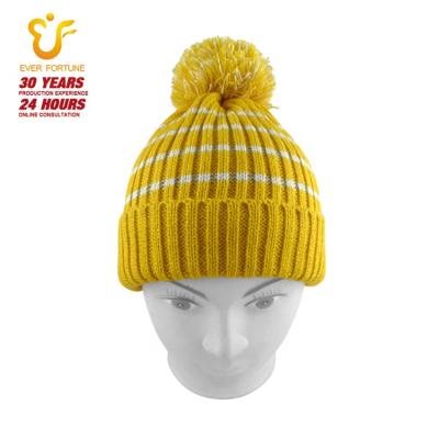 China Wholesale Barred Pom Pom Winter Baby Beanie Custom Knitted Hat Knit Hat Unisex for sale