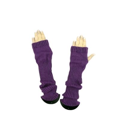 China Acrylic Fingerless Mittens Acrylic Womens Knitted Long Winter Gloves Arm Warmers for sale