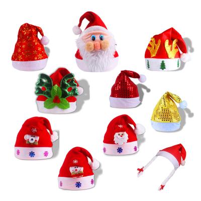 China Felt Christmas Decoration New Year , Navidad Sombreros Led Light Up Kids Christmas Felt Hat Santa Claus Hat With Light / for sale