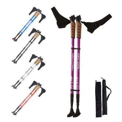 China Hot Selling Custom Aluminum Collapsible Telescopic , 6061 Nordic Canes With Easy Remove Wristband / Removable for sale