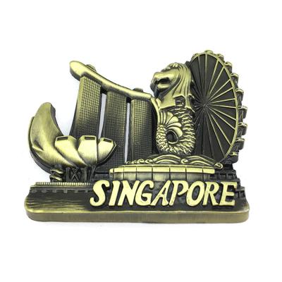 China Shape Promotional Tourism Souvenir Singapore Metal Fridge Magnet for sale