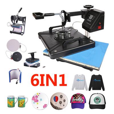 China Adjustable Thermostat High Quality Sublimation 6 in 1 Combo Heat Press Machine for Printing T Shirt Shoes Electroplate for sale