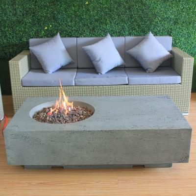 China GFRC SUS304 304 Fiberglass Reinforced Concrete (GFRC)+Stainless Steel Burner GFRC SUS304 Fire Tables Rectangle Gas Propane Fire Pits Coffee Table for sale