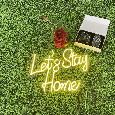 China Easy Installation Mode Factory Direct Sales Customs Lead Neon Set Lets Stay Home Neon Signs For Bedroom for sale