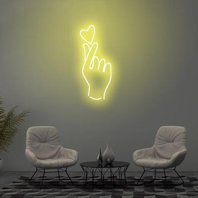 China Easy Installation Drop Shipping Quality Finger Art Heart Gesture Neon Signs for sale