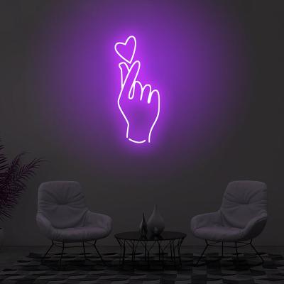 China Easy Installation Decoration Dc12v Led Light Human Finger Heart Neon Sign For Home Shop Advertising for sale