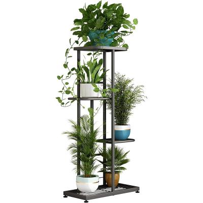 China Modern Hot Selling Metal 5 Tier 4 Flower Shelf Plant Stand Rack Multi Indoor Outdoor Display Shelf Potted Planter Modern Hot Selling Black for sale