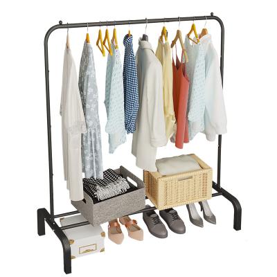 China Single Manufacturers Metal Clothing Coat Rack With Lower Shelf Floor Standing For Hanging Clothes for sale