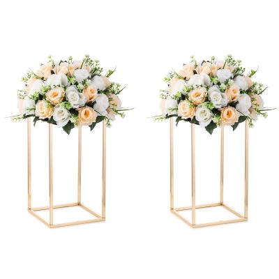 China Hotel .restaurant .banquet. Wholesale 2pcs Home.Wedding Wedding Centerpieces For Tables Metal Gold Flower Stand Floor Vase Flower Stand For Event Party Home Decorations for sale