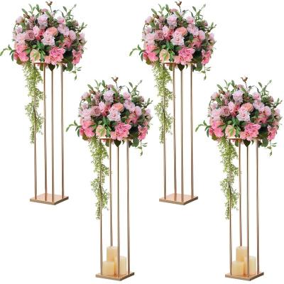 China Hotel .restaurant .banquet. Wholesale Home.Wedding Flower Stand Wedding Decoration Gold Metal For Flower Arrangement Flower Vase Holder For Party Events Home Decor for sale