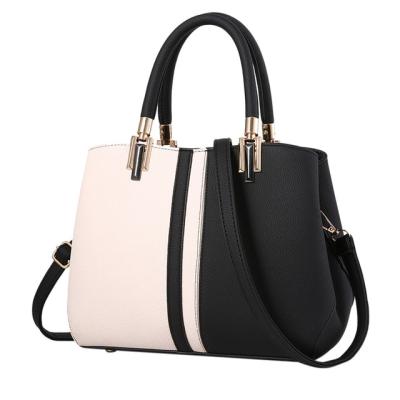 China High Quality Ladies Fashion Contrast Color Handbag Leisure Paneled Women Large Capacity Shoulder Bag Purse for sale