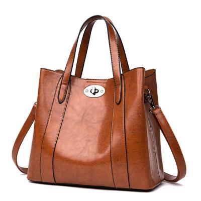 China Luxury Lady Hand Bags Big Tote Bag High Quality Women's Oil Wax Leather Handbags Bag With Purse Pocket for sale