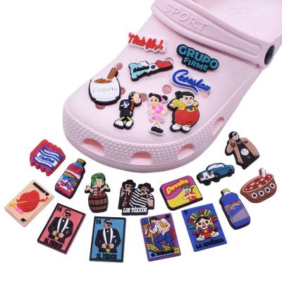 China Clog Shoe Charm 2022 Colorful Super Cool Cartoon Mexican Charm DIY Charm Jibz Shoe Clog PVC Rubber Shoe for sale