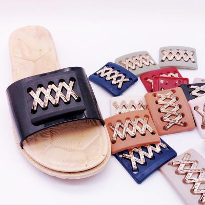 China Shoe Buckle Single Slipper Cruciform Shoe Buckle Accessories For Lady Shoes Clip Decoration PVC/PP Shoes Buckle Women for sale