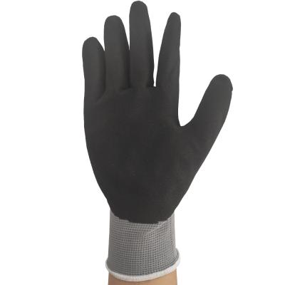 China Sandy Sandy Finish 13g Mechanic Black Nitrile Coat Finish Cotton Work Gloves for sale