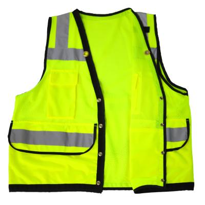 China Yellow Water Proof Safety Vest With Snap Buttons Closure Safety Vest Jacket Desgin Engineer Popular Safety Vest for sale