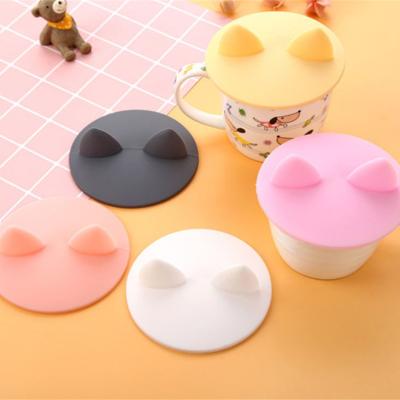 China D10cm Silicone Cat Ears Cup Viable Shaped Lid With Customized Color for sale