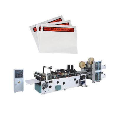 China Factory Packing List Envelopes Bill Embedded Slip Pocket Self Adhesive Shipping Label Pouch Making Machine for sale