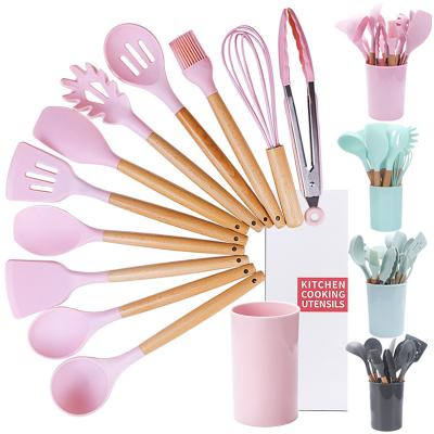 China Sustainable 9 Pcs Set Kitchen Utensils Silicone Kitchen Utensils Holder For Spoon And Utensils for sale