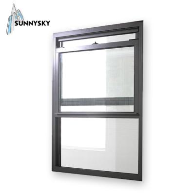 China Stylish Graphic Aluminum Screen 1200 x 1050 Folding Double Hung Bathroom Window for sale