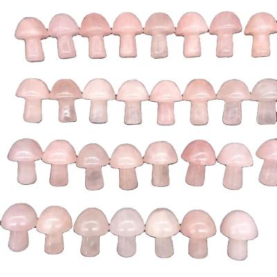 China Hot Sale Rose Quartz Carved Polished Natural Crystal Mini Mushroom Healing Decorate Reiki From Europe for sale